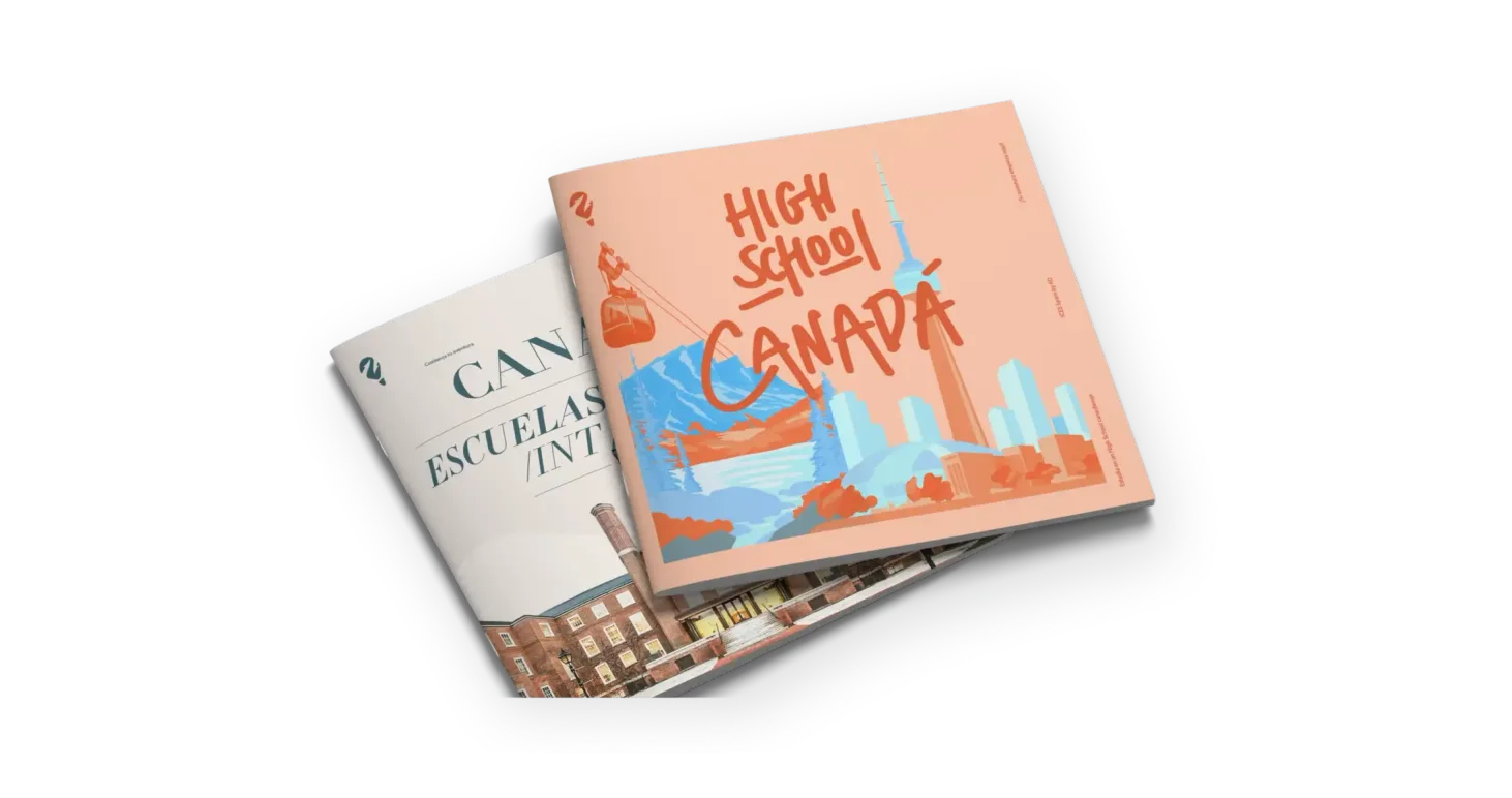 Dos ejemplares del folleto High School Canada con la Torre CN ilustrada en la portada
