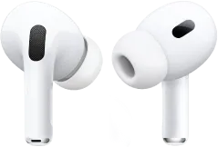 Par de auriculares inalámbricos blancos sobre fondo blanco