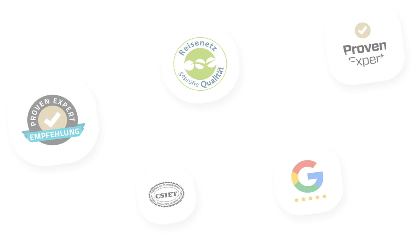 Sigilli di qualità e recensioni: ProvenExpert, Reisenetz, CSIET e Google