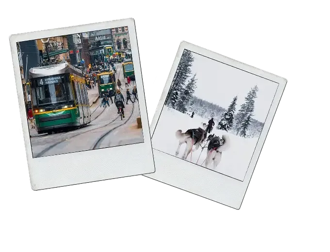 Polaroid-Collage: Finnische Kultur im Schüleraustausch erleben