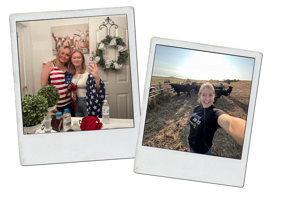 Due polaroid dagli USA: con la famiglia ospitante e una selfie in una fattoria con mucche