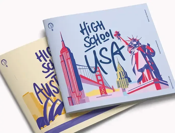 Broschüren zum High-School-Jahr in den USA und zum Schüleraustausch