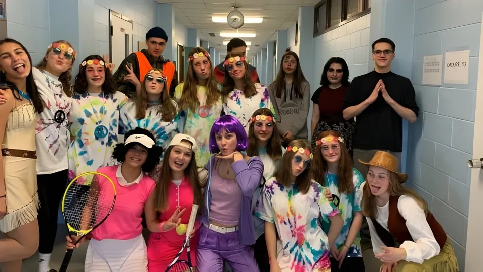 Un gruppo di studenti e studentesse della École Polyvalente Secondaire Curé-Mercure si trova nel corridoio davanti agli armadietti.