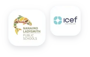 Logotipos de Nanaimo Ladysmith Public Schools y de ICEF